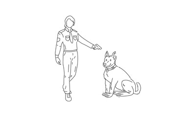 Person and Dog – Hand-Drawn Pet Companion Line Art Illustration