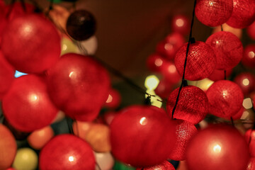 photograph of bright multicolor bulb string light stripe tube at night for background