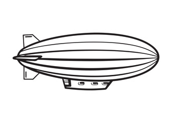Black and White Line Art Illustration of a Classic Airship, Vintage Travel Design Element. © Silhouette Studio