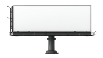 Blank outdoor advertising billboard on stand — high-resolution mockup, isolated PNG cutout with transparent background, empty roadside display board, large-format signage template, realistic poster