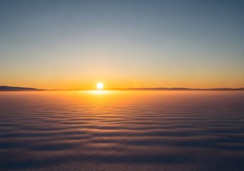 Obraz premium Panoramic Snowy Plain at Golden Hour Sunset