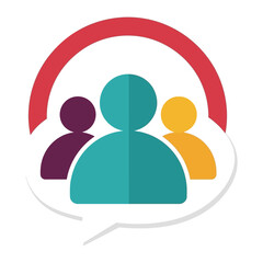 Collective Communication Icon: A visually captivating illustration that spotlights the interconnectedness of a group of individuals, represented through a symbolic speech bubble.