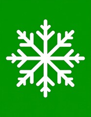 Simple white snowflake icon on green background