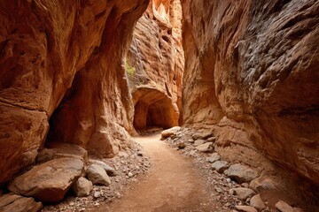 Sandy, narrow canyon passageway