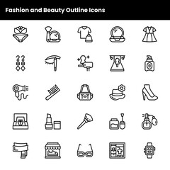 Fashion and Beauty Outline Icons