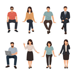 Obraz premium Collection of Diverse People: Illustrative collection showcasing a variety of people in diverse poses, rendered in a clean, illustrative style. Perfect for illustrating human representation.