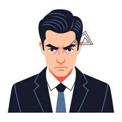 Intense Frustration: A close-up illustration of a man with furrowed brows, embodying frustration and annoyance, capturing the emotional depth in this digital artwork.