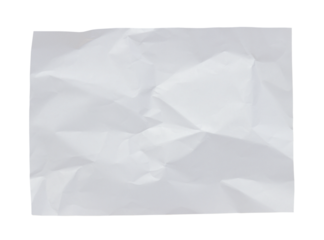 White crumpled paper texture background overlay effect. wrinkled and creased blank paper texture. on transparent background