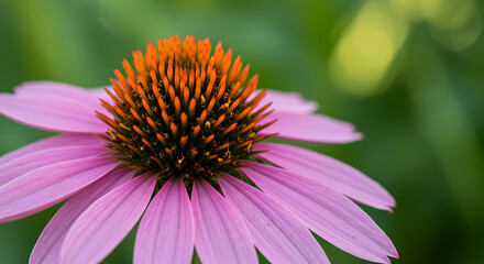 Purple Coneflower Echinacea Blossoms in Full Sunlight with Soft Green Background