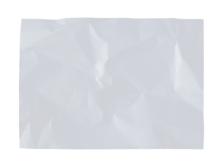 White crumpled paper texture background overlay effect. wrinkled and creased blank paper texture. on transparent background
