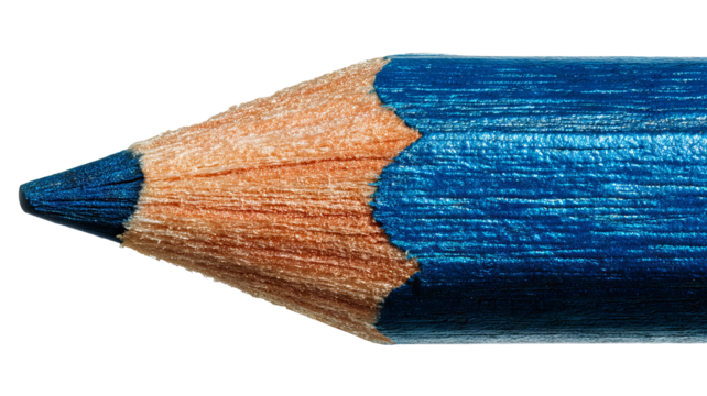 Sharp colored pencil tip close-up isolated on transparent background — high-resolution PNG cutout for stationery design, school and office branding, art supplies mockups, drawing and sketching themes