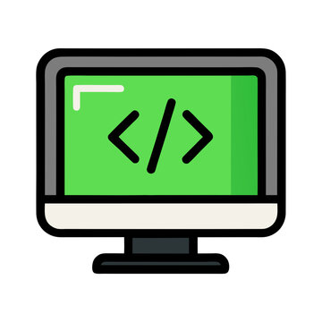 Coding Flat Vector Icon for Programming and Software Development