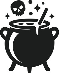 Witch Cauldron Silhouette – Spooky Potion Brew with Skull Steam