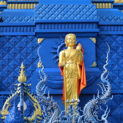 Wat Rong Suea Ten,Ornate architecture, Buddha and figures in the Blue Temple in Chiang Rai, Thailand, Asia
