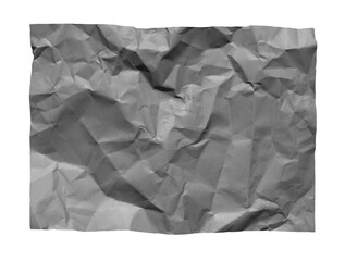 black crumpled paper texture background overlay effect. wrinkled and creased blank paper texture. on transparent background