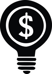 Illuminating financial insight a black and white silhouette of a lightbulb featuring a prominent dollar sign symbolizing a money making idea