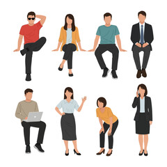 Obraz premium Diverse Poses: A collection of illustrated individuals, each captured in unique poses showcasing diverse body language, from relaxed to focused, perfect for any visual project.