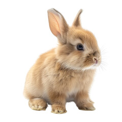Obraz premium Adorable light brown bunny rabbit sitting, fluffy fur, cute pet. background removed