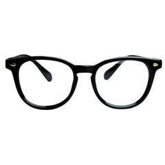 Fototapeta premium Black round eyeglasses with transparent lenses, classic and simple design. background removed