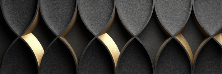 Abstract black & gold overlapping teardrop shapes