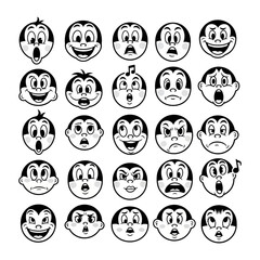 Emotional Expressions: A detailed illustration of a set of faces depicting a diverse range of moods and expressions. Each face is designed with unique detail.