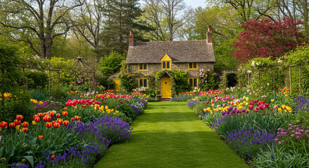 Blooming English Garden, AI Generation