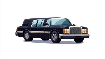 Obraz premium Detailed Pixel Art of a Classic Black Limousine Isolated on White Background