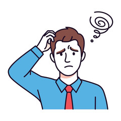 Pensive Thought: A Man grappling with complex thoughts. A captivating illustration of thoughtful contemplation.