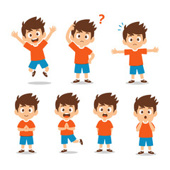 Playful Child Expressions: Capturing a diverse range of emotions, a young child playfully displays various facial expressions, each conveying a unique mood. It showcases his joy, confusion.