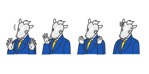 馬　擬人化　バストアップ　ポーズ　セット