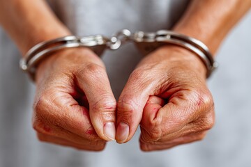 Hands in handcuffs reflect a moment of arrest in a tense situation during the day
