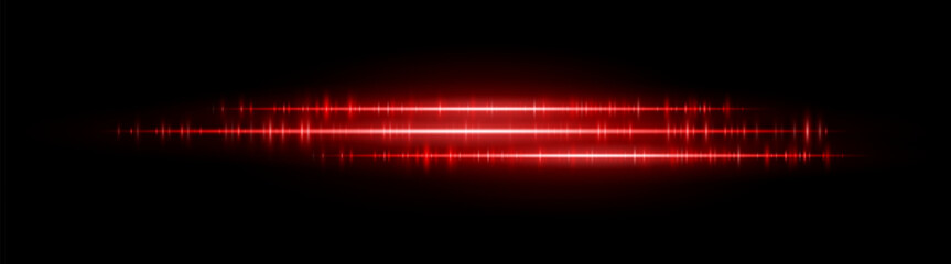 Soundwave line set. Dual horizontal light rhythm lines with glitch pulse effect. Used in sound design, equalizer or futuristic motion UI.
