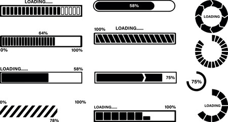 Progress and Loading Bars Vector Art