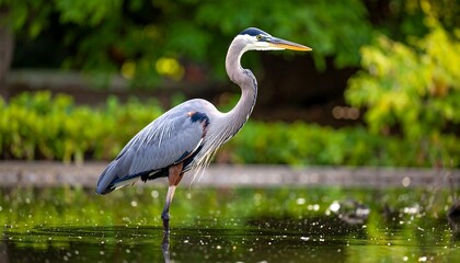 Fototapeta premium Heron wading in shallows