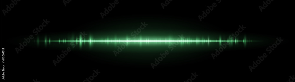 Wall mural waveform stripe. clean glowing line with smooth frequency pattern and center light burst. suitable f