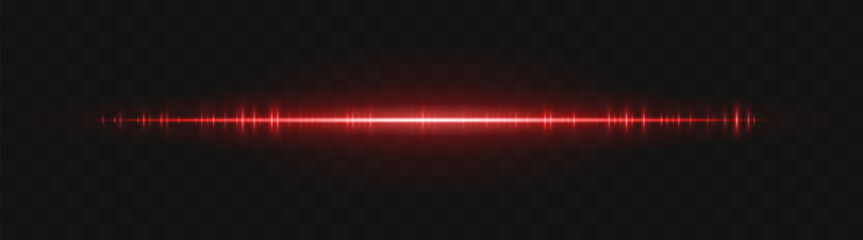 Soundwave. Thin light stripe with soft glow and frequency rhythm on transparent background. Ideal for voice, audio, pulse, signal or waveform interface.