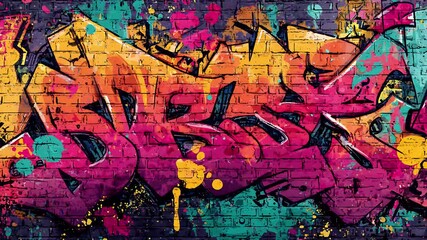 Abstract animated graffiti background with letters and spots. Stop motion animated looped background