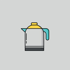 teapot icon vector design with outline and color