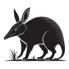 black aardvark Silhouette Vector, High Quality Illustration on White Background
