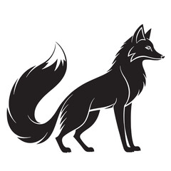 Fototapeta premium black arctic fox Silhouette Vector, High Quality Illustration on White Background
