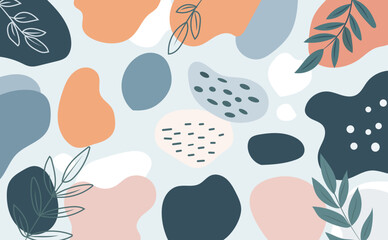 Fototapeta premium Illustration with abstract botanical background design and natural color palette