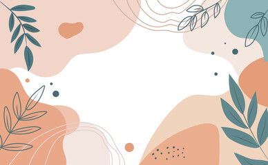 Illustration with abstract botanical background design and natural color palette