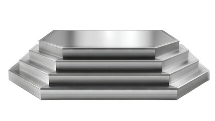 Metal podium display stand isolated on transparent background — high-resolution PNG cutout mockup for product showcase, branding, packaging, cosmetics, tech accessories, minimalist retail visuals