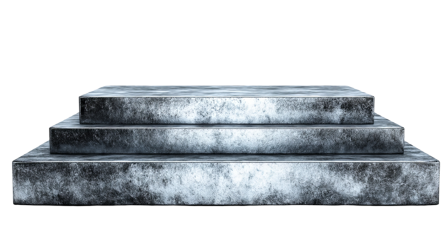 Metal podium display stand isolated on transparent background — high-resolution PNG cutout mockup for product showcase, branding, packaging, cosmetics, tech accessories, minimalist retail visuals