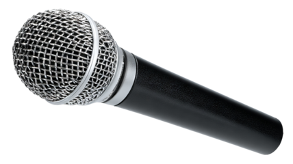 Studio condenser microphone isolated on transparent background — high-resolution PNG cutout with clean clipping path, ideal for podcasting, live streaming, voiceover and music recording graphics