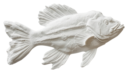 PNG Bas-relief fish sculpture texture animal white creativity.