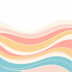 Abstract horizontal background with colorful waves. Trendy vector illustration in style retro 60s, 70s. Pastel colors