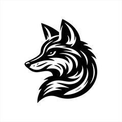 Obraz premium Stylized black fox head logo with tribal markings