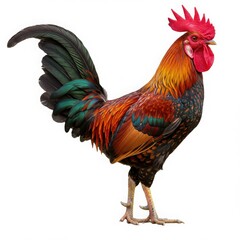 Fototapeta premium Majestic rooster with vibrant plumage stands proudly