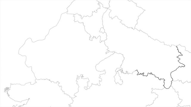 Aerial view of Uttar Pradesh and the capital Lucknow animation on white background, Uttar Pradesh India Asia State Map Outline, Explore Uttar Pradesh geography map	